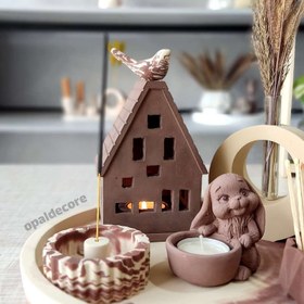 تصویر ست دکوری رومیزی کرم قهوه ای