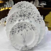 تصویر سرویس 25 پارچه آرکوپال رکسانا سفید مشکی 201200 