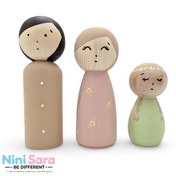 تصویر ست خانواده چوبی طرح فرشته مناسب اکسسوری اتاق نوزاد با بهترین کیفیت چوب راش و رنگ اکریلیک 