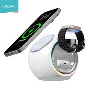 تصویر داک شارژ وایرلس کولا مدل KL-CD70 ۳ در ۱ با نور RGB 