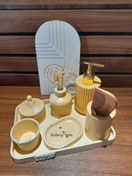 تصویر ست سرویس بهداشتی رومیزی طرح سنگی مجموعه ۸عددی Toilet set