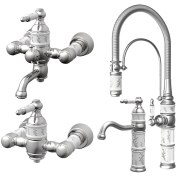 تصویر ست شیرآلات کسری مدل توکیو رنگ سفید طلایی 