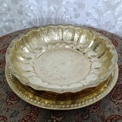 تصویر ظرف میوه خوری برنجی قلم زنی شده 