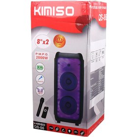 تصویر اسپیکر چمدانی بلوتوثی رم و فلش خور Kimiso QS-86 + میکروفون و ریموت کنترل KIMISO QS-86 WIRELESS SPEAKER WITH MICROPHONE & REMOTE CONTROL