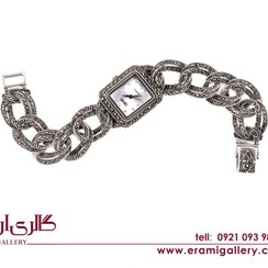 تصویر ساعت نقره سیاه قلم ES_3912 