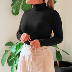 تصویر بادی زنانه یقه اسکی جذب - مشکی 