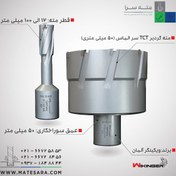 تصویر مته گردبر دریل مگنت گرولن مدل GTL057-120 سایز ۵۰ میلی‌متر سر الماس TCT 