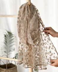 تصویر شال مجلسی توری پلنگی - سورمه ای 