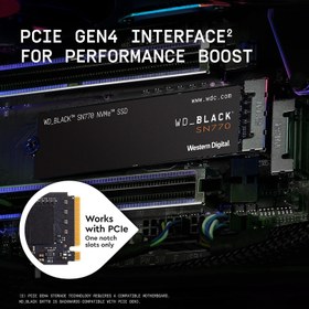 تصویر اس اس دی اینترنال M.2 NVMe وسترن دیجیتال مدل WD BLACK SN770 ظرفیت 500 گیگابایت WD BLACK SN770 M.2 NVMe 500GB Internal SSD