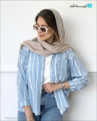 تصویر شومیز راه راه طرح پری 