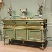 تصویر کنسول چوبی جدید سبز و طلایی 