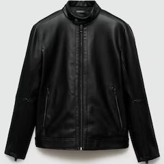 تصویر کت چرم مردانه منگو Mango leather short jacket 