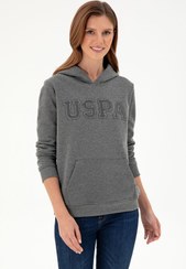 تصویر هودی زنانه خاکستری تیره یو اس پولو 