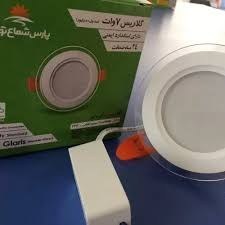 تصویر پنل سقفی 7 وات LED توکار گرد دور شیشه مدل پرو گلاریس برند پارس شعاع 