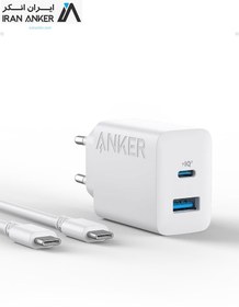 تصویر شارژر دیواری انکر Anker USB-C 20W Charger 2 Port Block With USB-C to USB-C Cable B2348 