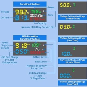 تصویر تستر USB حرفه ای (10in1) تستر شارژ و مانیتورینگ 