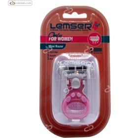 تصویر تیغ اصلاح چهار لبه سیستمی مسافرتی زنانه لمسر 1 عددی Lemser 4 Blade Portable Dispsable for Woman 1 pc