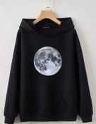 تصویر کد 14 هودی چاپی طرح ماه پشت کرک ضخیم - مشکی / M 