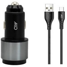 تصویر شارژر فندکی آکو همراه با کابل Type-c مدل AKO AC-C1 AKO CAR charger with Type-c cable model AKO AC-C1