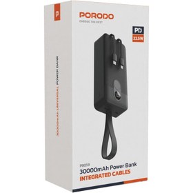 تصویر پاور بانک 30 هزار میلی امپر پرودو مدل Porodo 30000mAh Power Bank with Integrated Cables PBFCH059 