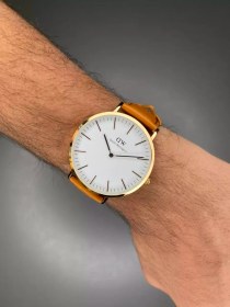 تصویر دنیل ویلینگتون بند چرمی قهوه ای - Daniel Wellington 