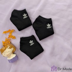 تصویر جوراب مچی مشکی طرح آدیداس Adidas design black ankle socks