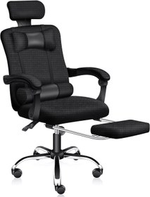 تصویر Eesyy Office Chair - Ergonomic Chair with Footrest, Elastic Back Support for Office Chairs, Desk Chair with Armrest, Headrest, Lumbar Cushion, Computer Chair for Home, Breathable Mesh Gaming Chairs 