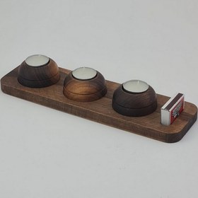 تصویر جا شمعی چوبی مدل Walnut Glow 