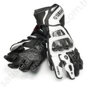 تصویر دستکش موتورسیکلت مردانه و زنانه های چرمی مسابقه ای سفید Yamaha 