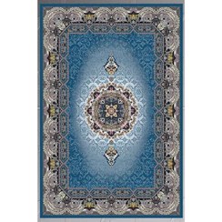 تصویر فرشینه 4متری طرح آبی پارچه مخمل هازان ترک 150در 225 پشت چرم مصنوعی استپ دار 