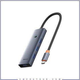 تصویر هاب 6 پورت تایپ سی بیسوس مدل BS-OH166 با 2 درگاه USB 3.0، درگاه USB 2.0، درگاه HDMI 4K و 2 درگاه تایپ سی Baseus UltraJoy Series BS-OH166 6-Port USB-C HUB Docking Station