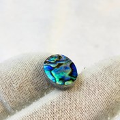 تصویر نگین صدف رنگين كمانى آبالون طبيعى سایز 16*12 ميلی‌متر 