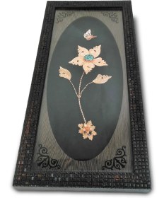 تصویر تابلو مس و سنگ فیروزه طرح گل (18*36) 