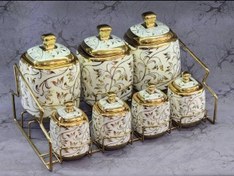 تصویر سرویس پای سماور با استند استیل طلایی 