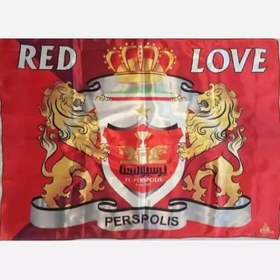 تصویر پرچم هواداری پرسپولیس طرح red love در ابعاد 90 در 150 