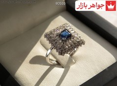 تصویر انگشتر نقره پرنگین مجلسی زنانه - کد 90555 