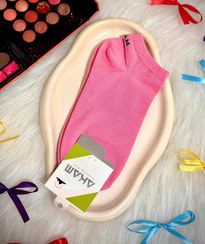 تصویر جوراب زنانه مچی ساده صورتی 