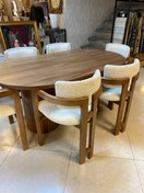 تصویر میز غذاخوری ۶ نفره مدل وندی با پایه چوب راش 