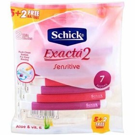 تصویر تیغ اصلاح زنانه 2 لبه شیک مدل Exacta2 مناسب پوست حساس بسته 7 عددی Schick Exacta2 2Blade Women Razor For Sensitive Skin 7Pcs