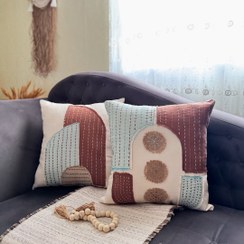 تصویر ست دو تایی کاور کوسن کلاژ پارچه 