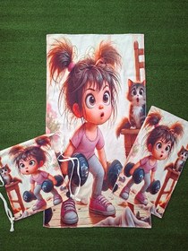 تصویر پک اقتصادی حوله زیرانداز ورزشی و کوله ورزشی طرح ورزشی 