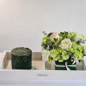 تصویر باکس گل و کیک سفیدسبز 