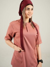 تصویر کلاه جراحی زرشکی مدل کراواتی 