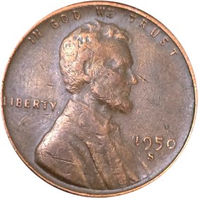 تصویر سکه آمریکا 1 سنت آمریکا وان سنت 1950 سری S 