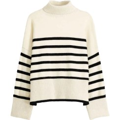 تصویر بافت مدل striped-high-neck-sweater برند Bershka 