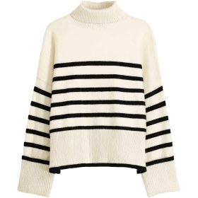 تصویر بافت مدل striped-high-neck-sweater برند Bershka 