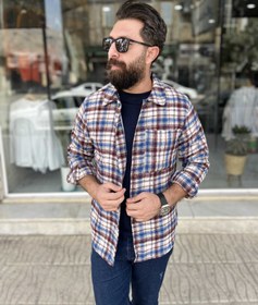 تصویر پیراهن پشمی ضخیم - زردقرمز / L 