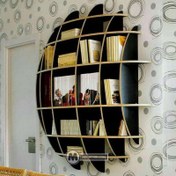 تصویر شلف دیواری چوبی مدرن مدل نیم کره ۵ طبقه 