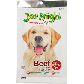 تصویر تشویقی سگ جرهای مدل میله ای طعم گوشت 70 گرم ( تقویتی ) Jerhigh Beef 70g