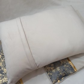 تصویر روبالشتی پارچه طلاکوب و مخمل - طوسی Pillows and pillowcases made of gilded fabric and mixed velvet